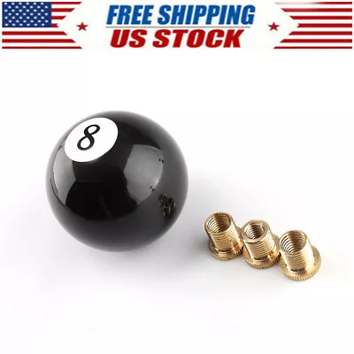 Black 8 Ball Billiard Shift Knob Acrylic Manual Gear Shifter Head With Adapters • $13.94