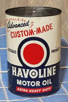 Vintage HAVOLINE Advanced Custom Made 5 Quart Oil Can Five Qt  Bright • $70