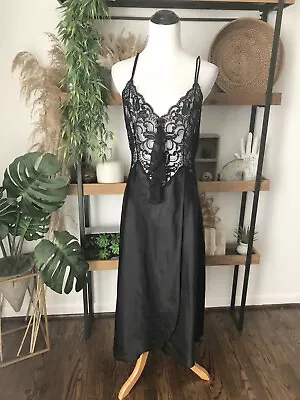 Vintage Val Mode Black Lingerie Slip Nightgown • $29.99