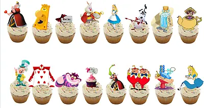21 Alice In Wonderland STAND UP Edible Cupcake Topper Edible Decorations Precut • £3