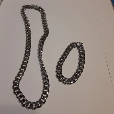 $23.99 • Buy Stainless Steel Chain Link Necklace And Bracelet Zales Box 