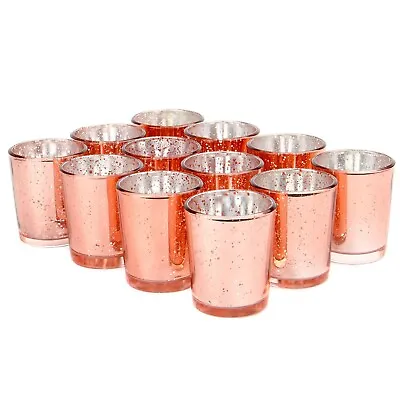 £13.99 • Buy Speckled Tea Light Holders Set Of 12 Rose Gold Stylish Glass Candle Holders| M&W
