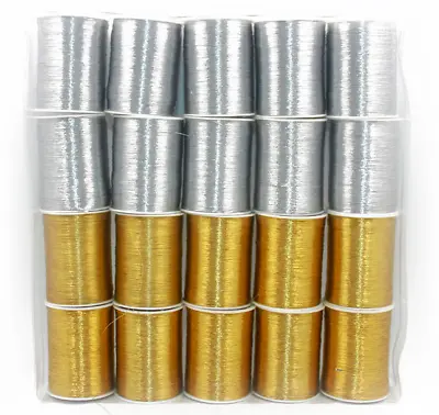 Gold Silver Metallic Glitter Thread 20PC 1mm Shiny Decorative Embroidery Sewing • £10.09