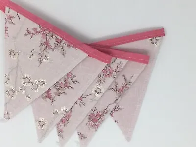 Laura Ashley Oriental Blossom Embroidered Blush Pink Handmade Bunting 5 Flags • £9.99