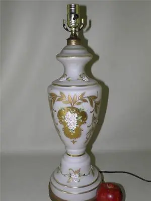 Antique Bohemian Moser Hand Painted Enamel Gilded Frosted Glass Banquet Lamp • $293.25