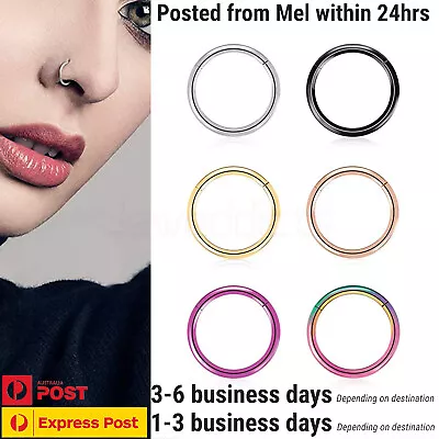 1 Pair Hinged Hoops Ear Nose Rings Steel Sleepers Septum Body Piercing Jewellery • $8.99