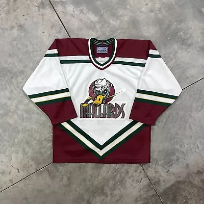 Vintage Quad City Mallards Hockey Jersey Youth L/XL Bauer 90s White • $59.99