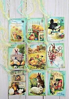 9 Vintage Style Easter~Handmade~Gift Tags~Scrapbooks~Junk Journals~Crafts • $4.79