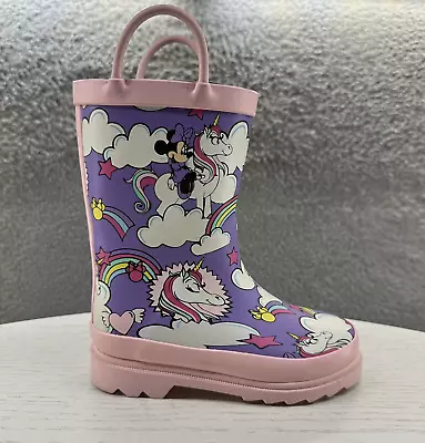 Disney Rain Boots Little Girls Size 10 Pink Minnie Mouse Unicorn Rain Boots • $29.85