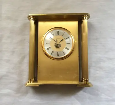 Vintage Hampton Brass Metal Column Design Quartz Desk Mantle Clock - Tested • $27.99