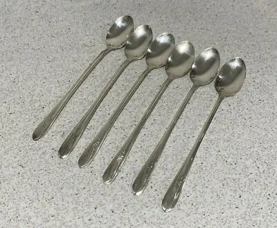 Vintage Silverplated Iced Tea Spoons (6) H & T Mfg Co Meadow Flower Circa 1940 • $22.48