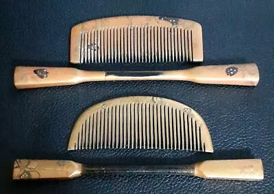 Kushi Comb And Kougai Hairstick 2 Pairs Set With Maki-e Art Meiji-Taisyo Era • $257.39