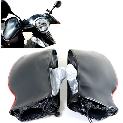 Black WProof Motorcycle Handle Bar Mitts Hand Warmer Motorbike Bar Muffs Gloves • $35.62