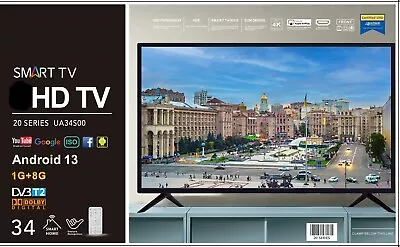 IDOME 32  LED SMART TV HD Ready 3xHDMI 2xUSB WIFI T2 ANDROID 13 220v UK • £123.45