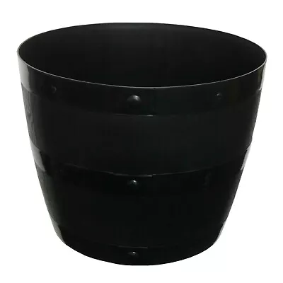 Large 50cm Barrel Tub Planter Plant Flower Pot Black Home Garden Patio Tub Round • £11.75