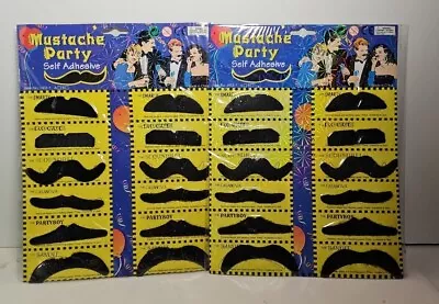 24 FAKE MUSTACHE  SET Self Adhesive Adult Kids Fake Fancy Party Halloween • $11.49