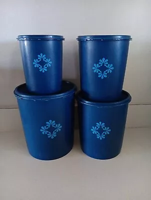 VtgTupperware Servalier Canisters Dark Blue Blueberry Set Of 4 With Lids Preown • $27