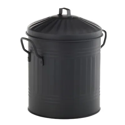 Black Metal Mini Bin Leecroft Rubbish Waste Dustbin With Lids For House & Garden • £25