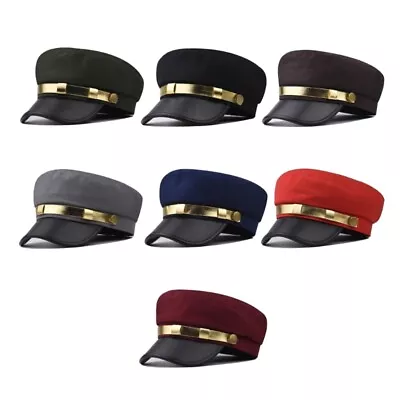 Navy Sailor Hat All-match Men Women Hat Casual Stylish Uniform Pu-leather Hat • $18.03