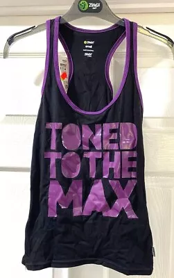 Ladies Zumba Black Instructor Toning Toned T Shirt Vest Top Gym Size 8-10 Small • £6.50