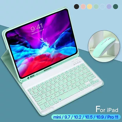 For IPad 6/7/8/9/10th Gen Air 4 5 10.9 Pro 11 Bluetooth Keyboard Case With Mouse • £11.99