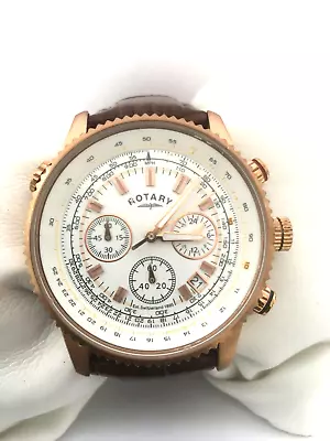 £89 • Buy Rotary  Mens Vintage  Quartz Chronograph Date 50 MT WR L.Strap Watch GS00102/01