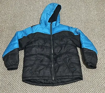 NEW Pacific Trail Boys Large L WINTER Snow Jacket/Puffer Hooded Coat Black/Blue • $12.95