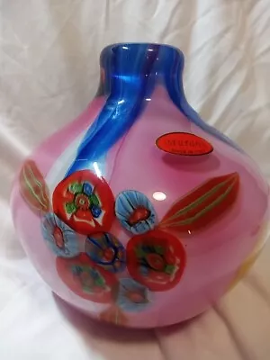 Murano Italian Millefiori Cane Layered Cased Art Glass Vase Rare 8.5  • $149