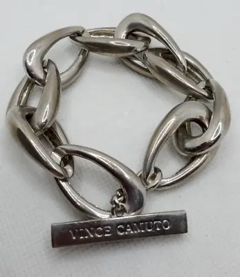 Chunky Teardrop Link Chain Bracelet Toggle Clasp Signed Vince Camuto Silver Tone • $22.50