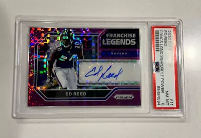 2020 Panini Prizm Ed Reed PSA 8 Franchise Legends Purple Power /10 Auto Ravens • $119.99