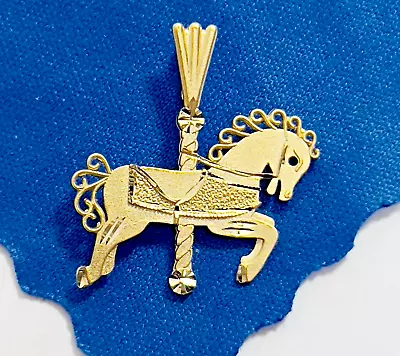 Michael Anthony MA 14K Solid Yellow Gold Carousel Horse Pendant Charm 89 Free SH • $74.99