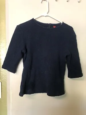 $35 • Buy Staud Size S Navy Blue Elbow Sleeve Knit Sweater Zipper 
