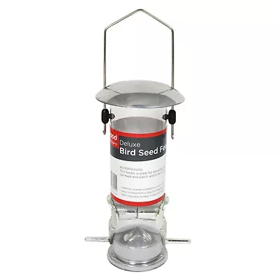 Deluxe Hanging Bird Seed Feeder Stainless Steel Easy Fill Feeding Tube Station • £6.75