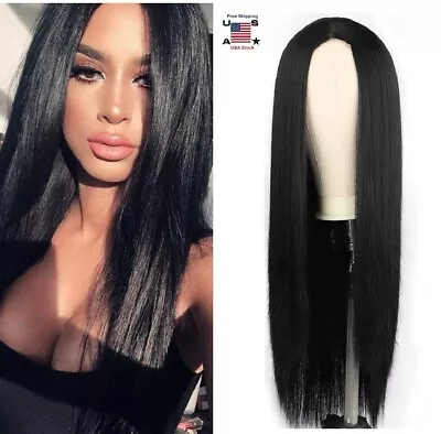 Long Straight Black Hair Wigs Womens Party Pop Daily Party Ladies Full Wig USA • $13.85