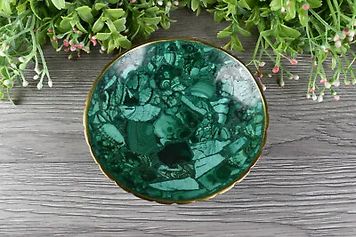 Round Malachite Dish Malachite Bowl From Congo  12.4 Cm   # 17522 • $56.66