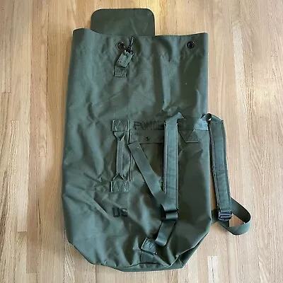 US Army Military Heavy Duty Nylon Duffle Bag Rucksack Backpack Green Vintage • $29