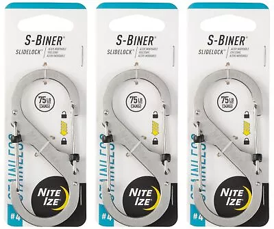 Nite Ize S-Biner SlideLock Stainless Steel Carabiner #4 - Stainless (3-Pack) • $15.62