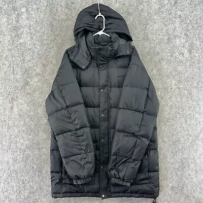 Eddie Bauer Jacket Mens LT Black Premium Goose Down Hooded Parka Puffer Coat • $22.45