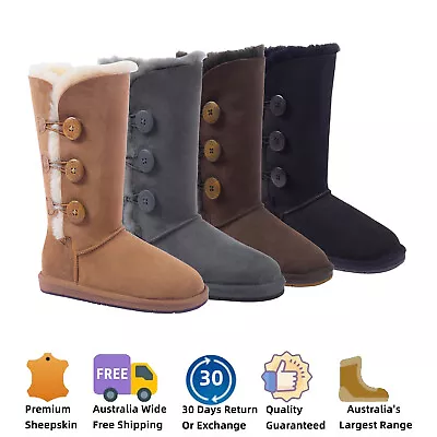 UGG Premium 3 Button Tall Classic Boot Women Men Water Resistance Sheepskin Wool • $132.99