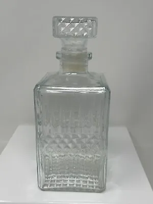 Square Pressed Glass Decanter With Stopper • $15