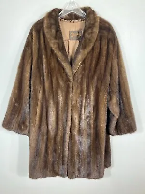 Classic MINK Fur Coat Brown 3XL Extra Large Stroller Jacket 39  Length GREAT! • $800