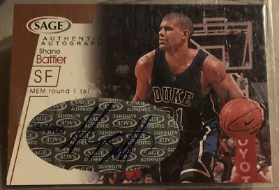 Shane Battier Duke Basketball Sage Autograph Rookie Card Auto Mike Krzyzewski Rc • $39.99