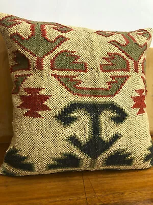 Vintage Aztec Cushion Cover 18 Inch Kilim Pillow Case Handmade Wool Boho Cover • $65.99