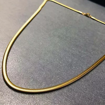 £10 • Buy Gold Plated Flat Snake Chain Long Necklace