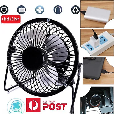 $7.99 • Buy Portable Mini USB Cooling Fan 360° Small Desktop Desk Quiet Computer 4/6 Inch 