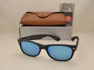 Ray Ban NEW WAYFARER (RB2132-622/17 52) Rubber Black With Gray Mirror Blue Lens • $141