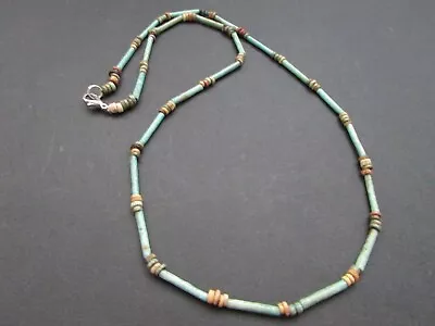 NILE  Ancient Egyptian Faience Amulet Mummy Bead Necklace Ca 600 BC • $50