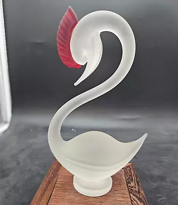 Vintage Frosted Glass Swan Figurine Satin Elegant • $10