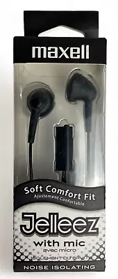 Maxell Jelleez Soft Comfort Fit Noise Isolating Earbuds With Mic - Black #191569 • $3.99