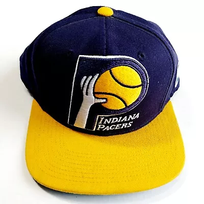 Indiana Pacers Hat Cap Snapback Mitchell And Ness NBA Throwback HWC Blue Yellow  • $18.85